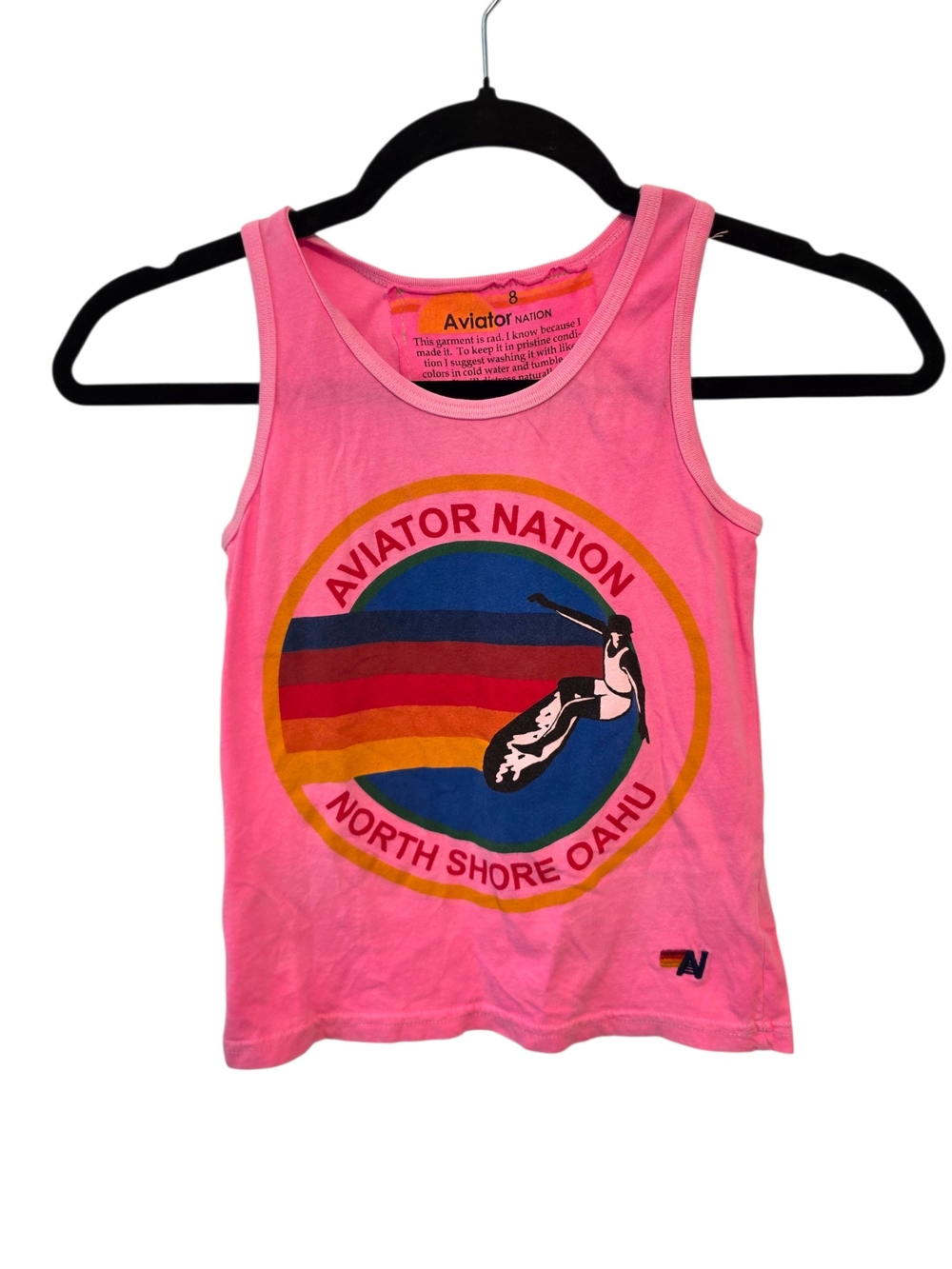 Aviator Nation Pink Girls' North Shore Oahu Graphic Tank Size 8